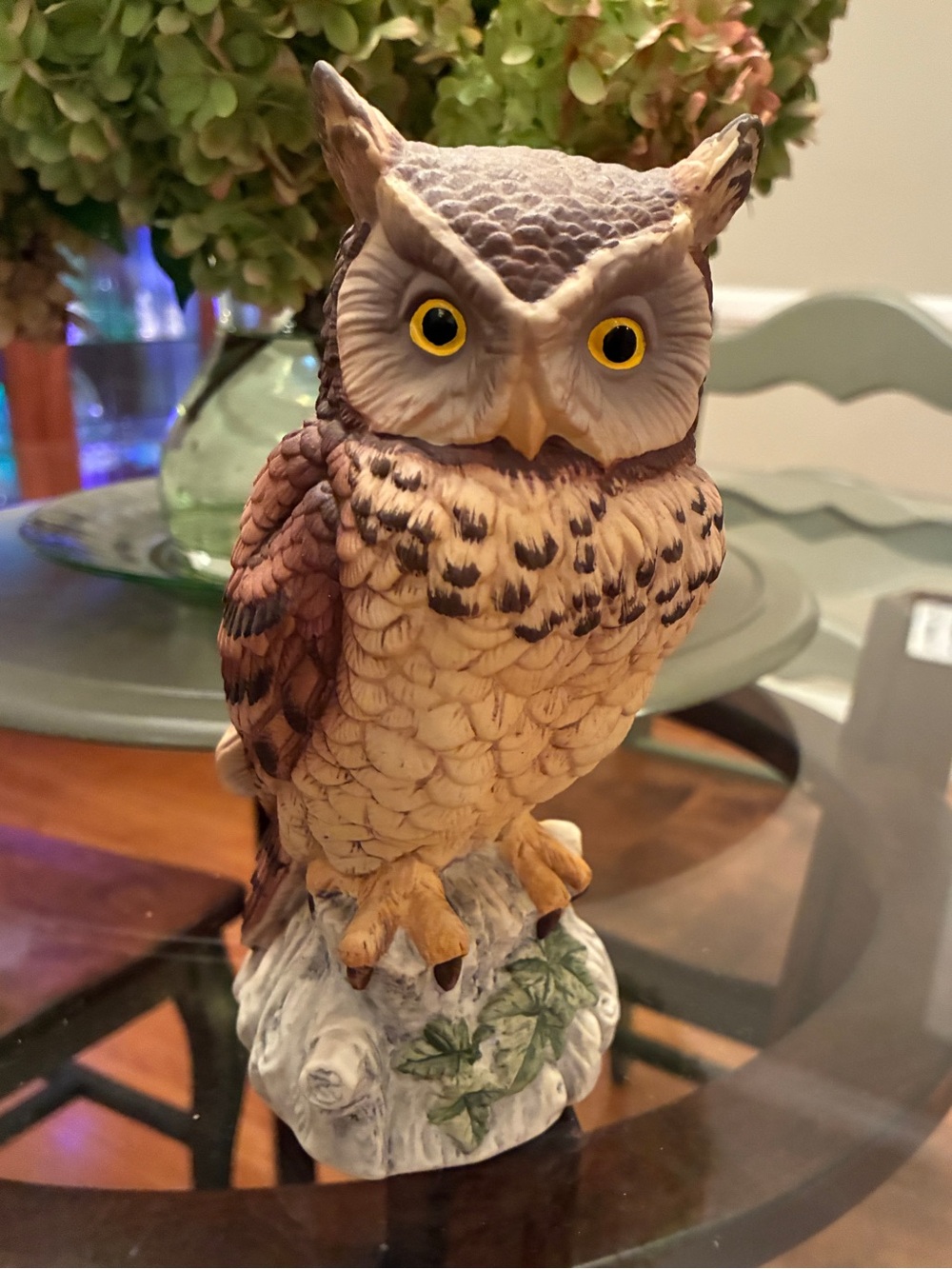 Vintage 7 in Great Horned hand painted porcelain Owl by Andrea (Sadek)
